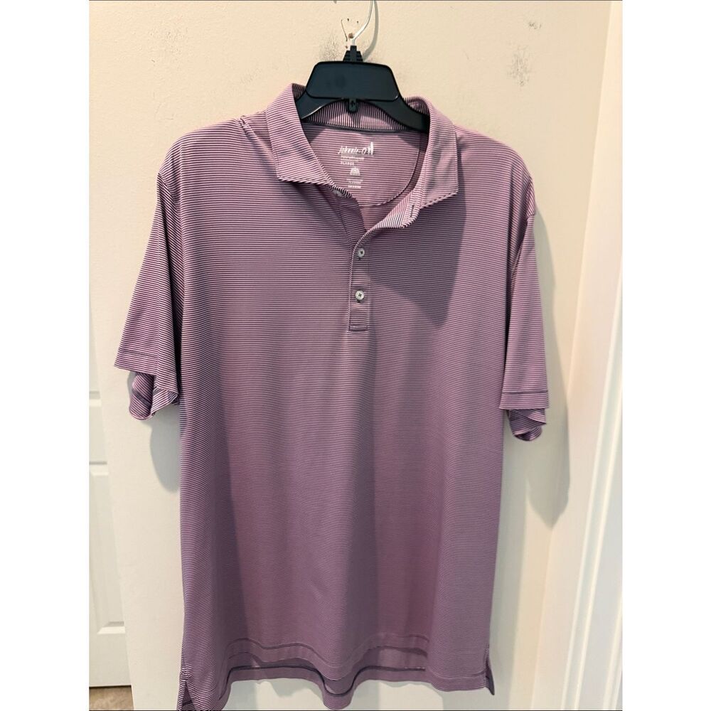 johnnie-O Men's Lyndon Striped Navy/ Porto pink Polo size XL